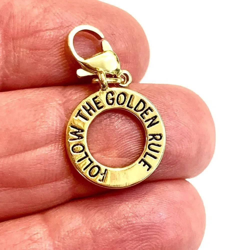 Gold Follow the Golden Rule Charm #origami owl